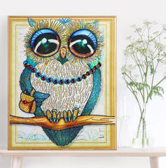 Mit Perlen - Die Eule 2 - Diamond Painting