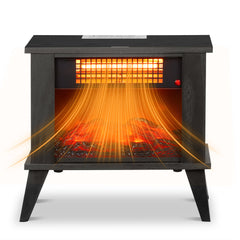 ZOKOP HT1287B 120V 1000W 15in Fireplace Black Wood Free-standing - Quartz Tube - 2nd Gear Temperature Control - With Fake Firewood - Single Color