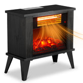 ZOKOP HT1287B 120V 1000W 15in Fireplace Black Wood Free-standing - Quartz Tube - 2nd Gear Temperature Control - With Fake Firewood - Single Color