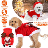1Pc Pet Christmas Clothes Santa Claus Reindeer Antlers Costume Winter Outfit New Year Coat For Small Medium Dogs Cats