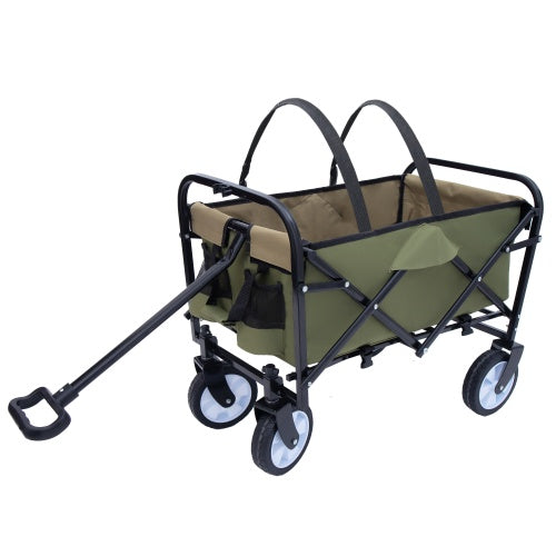 Minimeetall Strap Collapsible Foldable Wagon Cart With Strapping System, Beach Wagon , Utility Cart , Utility Wagon Grocery Cart For Camping Shopping Sports Gardeing Fishing Supports 225lbs