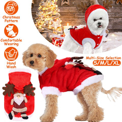 1Pc Pet Christmas Clothes Santa Claus Reindeer Antlers Costume Winter Outfit New Year Coat For Small Medium Dogs Cats